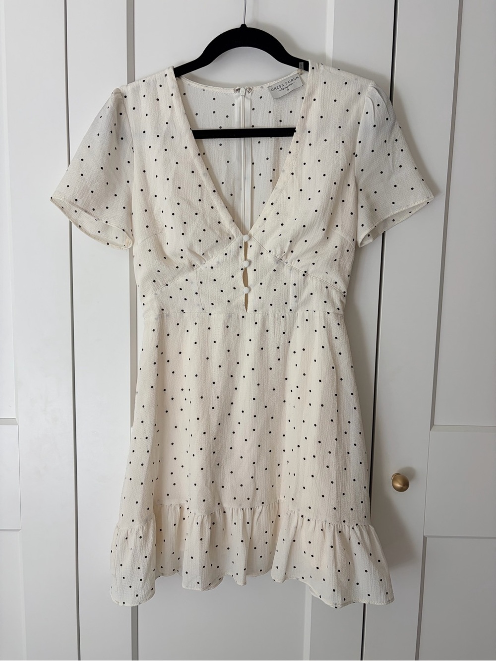 Dress Forum Cream Mini Dress with Black Polka Dots | M